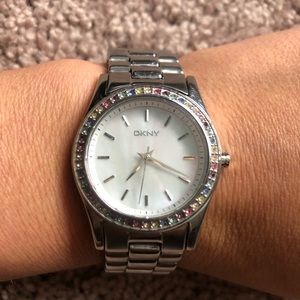 DKNY Women watch with multi colour stones